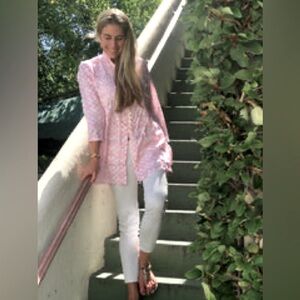 Kemble light pink Heart Palm Beach Tunic and swim cover sz M $175
